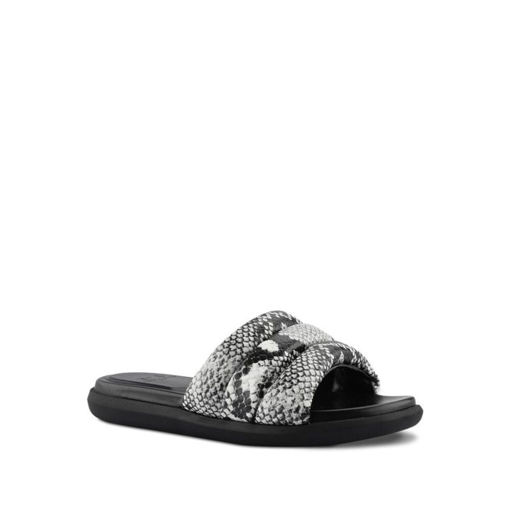 MARC FISHER Womens Black Snake Yessy Platform Slip On Leather Slide Sandals 8 M